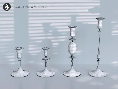 Brushed Metal Candleholders Low-poly 3D model