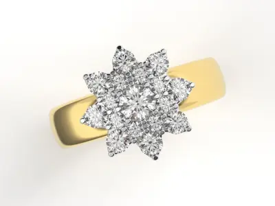 beautiful big flower ring 3D print model