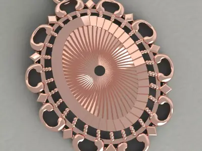 Vintage Victorian Ornate Oval Pendant STL 3D print model