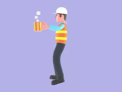 3D Cartoon Male Architect Character - Frustrated Coffee Pose 3D model