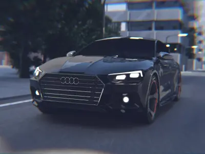 Audi RS5 driving in City Scene 3D model