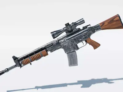 Game-Ready Assault Rifle 3D Model  PBR Textured  Low-Poly 3D model