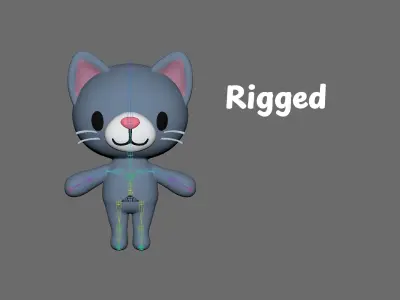 Little Cat Animated Cute 3D Models For Games And Animations Low-poly 3D model