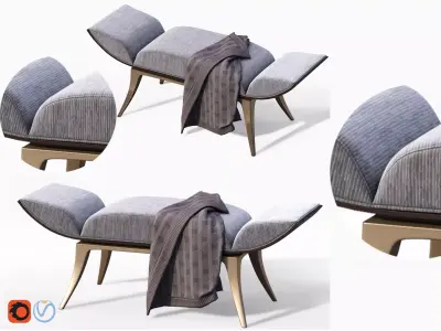 Classic Ottomans Bench 3D model