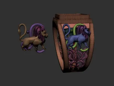 Lion zodiac sign 3D print model