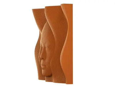 Parametric Wavy Wooden Wall Decor 02 - wood cutting machines  3D model