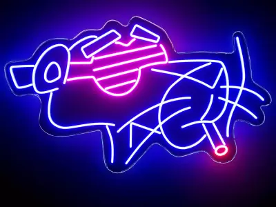 Pink Panther Neon Sign 3D model buy