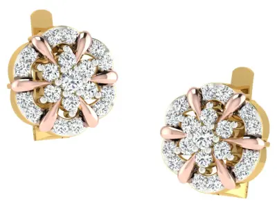 Solitaire Women Stud Earring 3dm STL OBJ FBX Render Details 3D print model