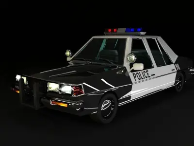 Police car in cartoon style  Low-poly 3D model