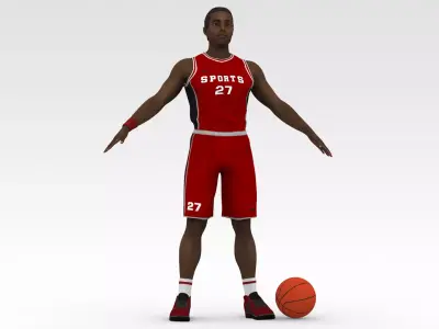 Basketball Player Red Player 02 3D model