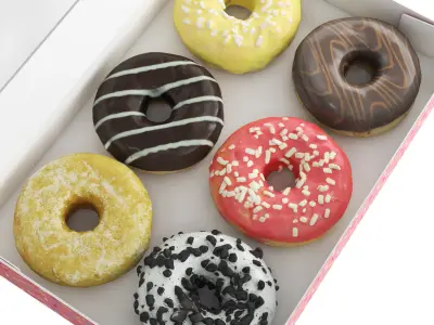 Donuts in Box 3D model