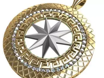Round Star Pendant 3D model Texture 3D print model 3D print model