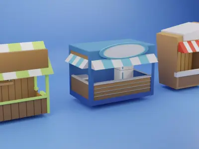 Festival Carnival Stands Low Poly Low-poly 3D model