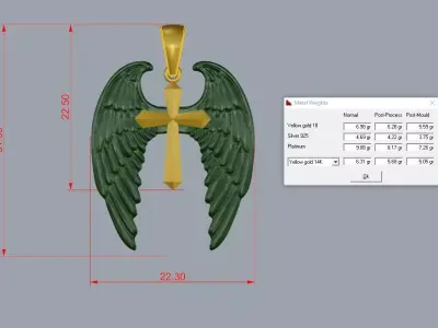 Angels Cross Jewelry Brand Gold 3D print model