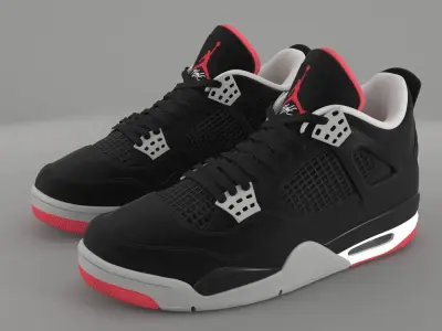 Air Jordan 4 Retro Bred PBR Low-poly 3D model