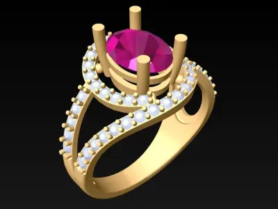 Oval Stone Ring - Womens Rings - GN101 3D print model