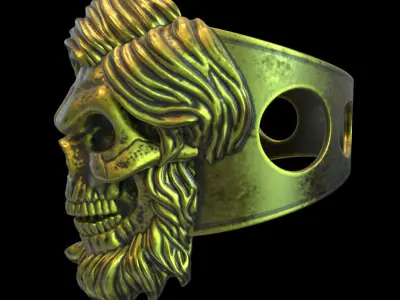 Skull ring jewelry bearded vol5  3D print model