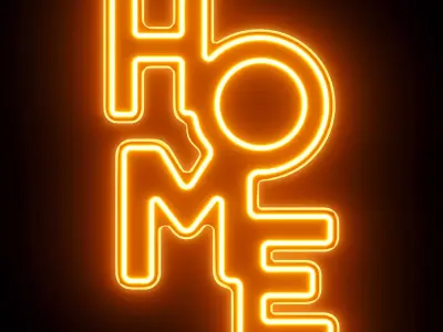 Home Neon Sign 3D model