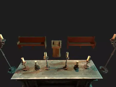 Styliced MidPoly Old Candles Pack Low-poly 3D model