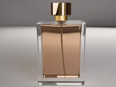 Perfume Bottle 3D Model Glass Bottle with Sprayer and Cap 3D model