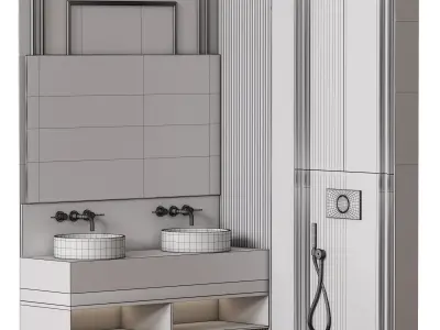 Bathroom furniture N062 in Neoclassic and Modern style Low-poly 3D model