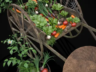 Wheelbarrow of Crops Low-poly 3D model