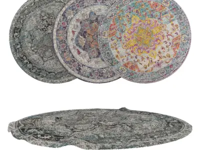 Round Rug Set 56 3D model