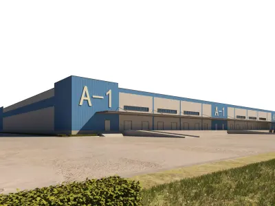 Industrial Building Factory 017 Low-poly 3D model