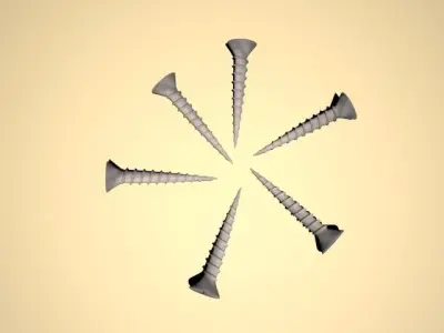 Screw screws in circle Low-poly 3D model