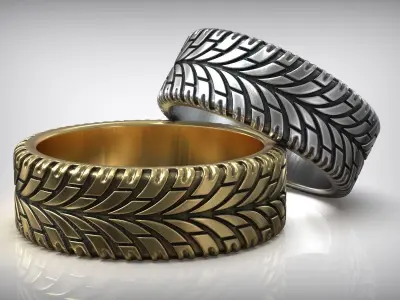 Tire Tread Auto Dirt Ring Wedding Band 3D print model