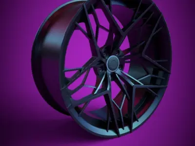 Awesome Rim and Tire 02 Low-poly 3D model