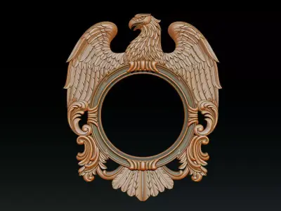 Eagle Mirror and Clock Frame - High-Detail 3D Relief Model 3D print model