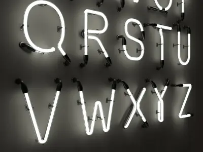 Neon Alphabet  modular Light 3D model 3D model
