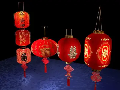 Chinese red lantern  3D model 41