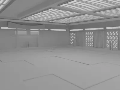 Dojo Fighting Hall Low-poly 3D model