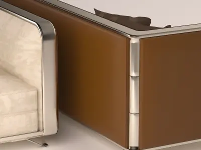 SOFA-Velvet and leather 3D model