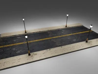Street with Lamp Free 3D model