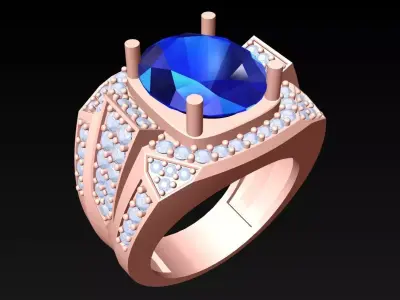 Oval Stone Ring - Diamond Ring - N2411 3D print model
