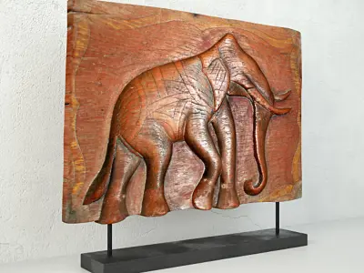 Antique Indian Elephant Relief Panel 2 3D model