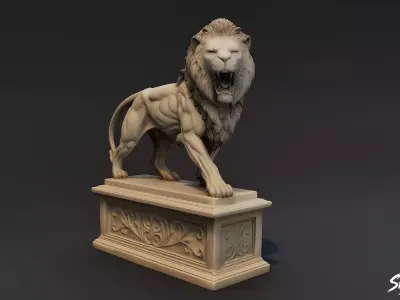 Lion Statue V4 Low-poly 3D model
