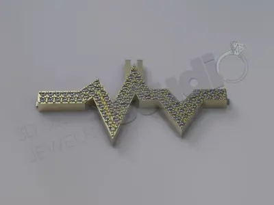 High luxury heart beat pendant with gems 3d model 3D print model