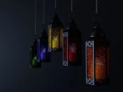 candlestick two hanging lanterns - two hanging lanterns 3D model