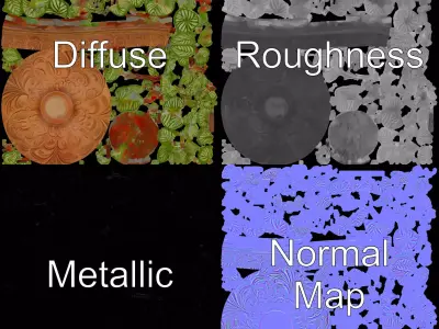 Ornate Copper Plant model pack Low-poly 3D model