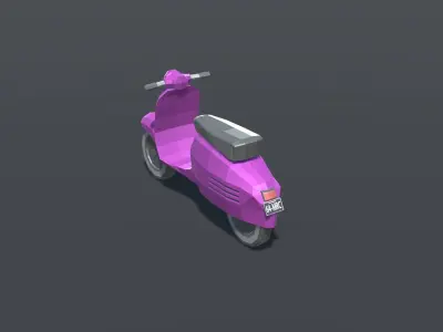 Scooter Retro Old Low Poly Low-poly 3D model