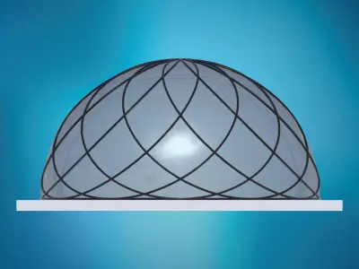 Dome spiral with glass and wire frame structure Low-poly 3D model