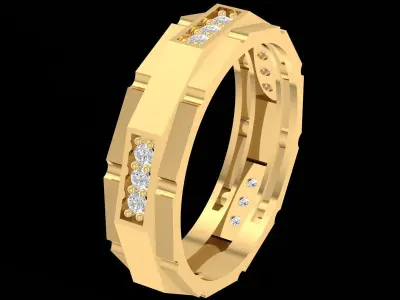 Luxury Geometric Diamond Men Ring  3283 3D print model