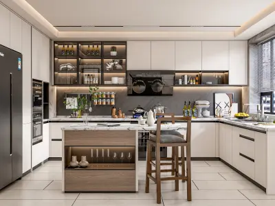 Kitchen fully parametric Resizable manufacturable 0060 3D model