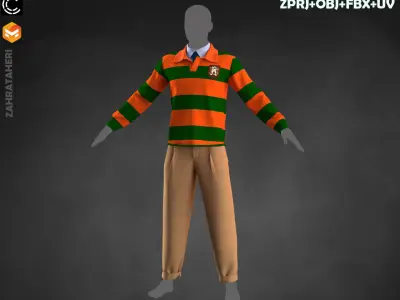 3 MEN VINTAGE SPORTSWEAR OUTFIT 3D model