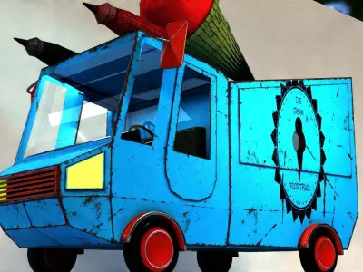 low poly ice cream car Low-poly 3D model