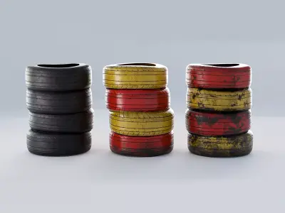 Tires Stack Racing Low-poly 3D model